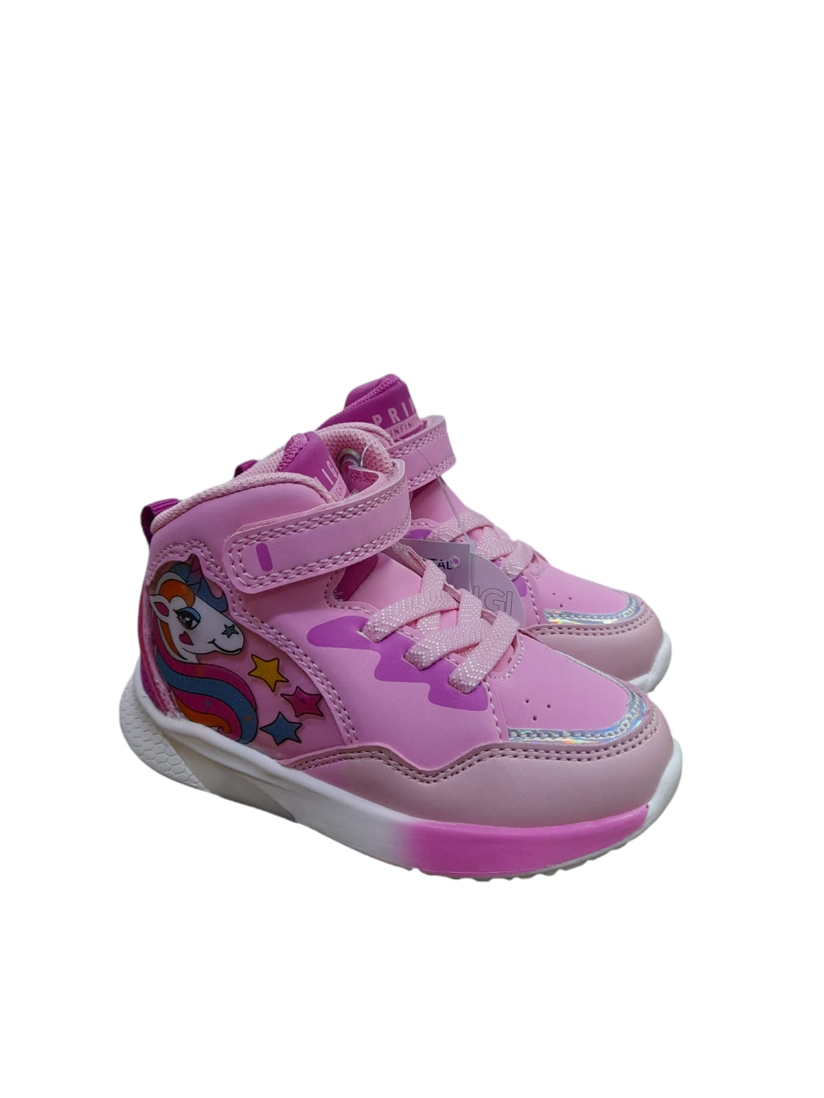 Scarpa PRIMIGI SPORT LIGHTS ginnastica bambina a luci led bambino pelle rosa rialzato