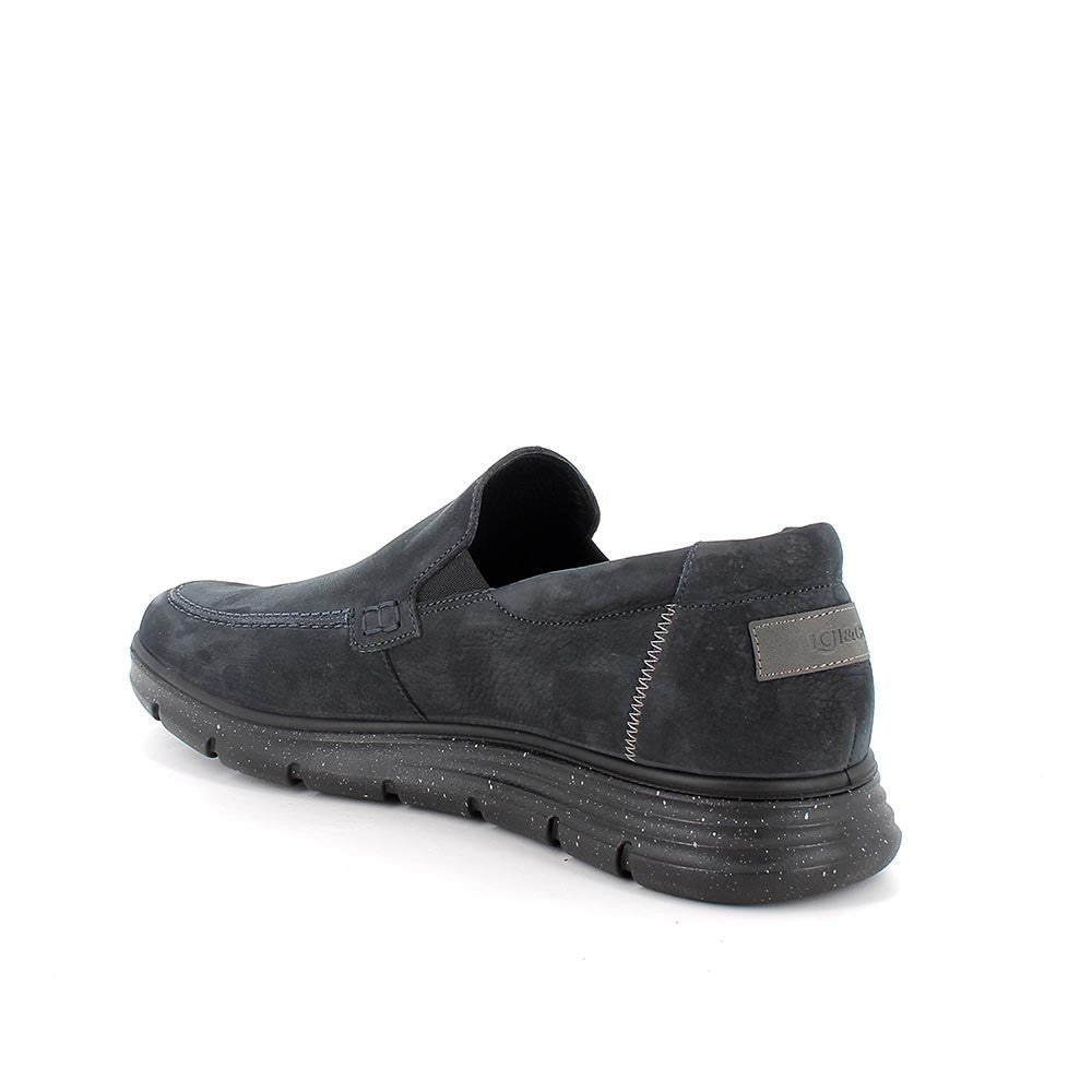 Mocassino IGI&CO scarpa da uomo MADE IN ITALY in nabuk gum blu notte