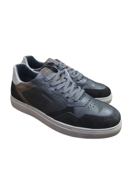 Sneakers IGI&CO scarpa sportiva uomo MADE IN ITALY pelle/vitello rag nero e grigio