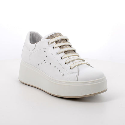 Sneakers IGI&CO PLATFORM scarpa donna a zeppa MADE IN ITALY in pelle/nappa bianco