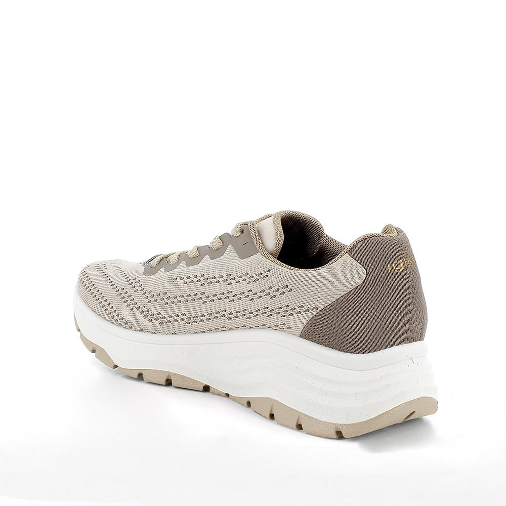 Sneakers IGI&CO scarpa donna MADE IN ITALY tessuto flyknit elasticizzato sabbia