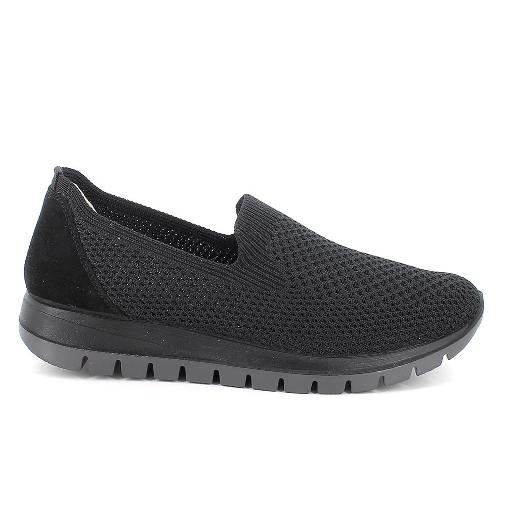 Mocassino IGI&CO scarpa donna MADE IN ITALY in tessuto Flyknit elasticizzato nero