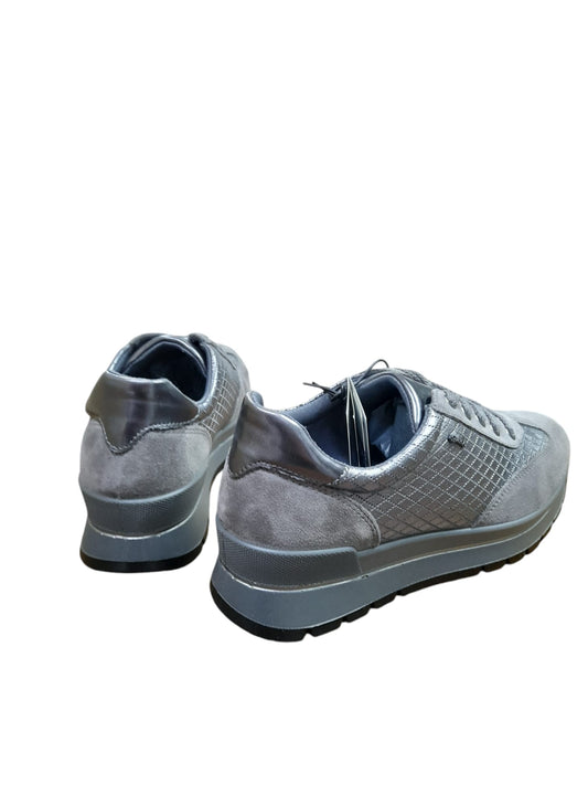 Sneakers IGI&CO scarpa sportiva donna MADE IN ITALY scamosciato e pelle/fiore grigio