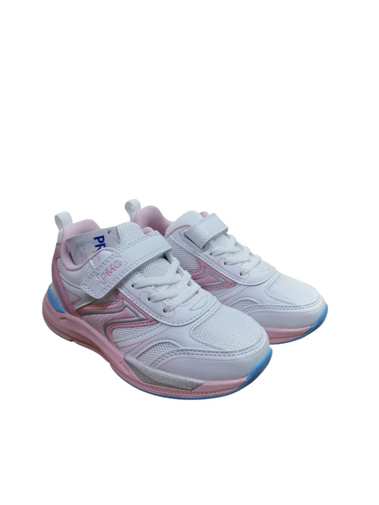 Sneaker PRIMIGI SPORT scarpa ginnastica da bambina in pelle e rete bianca e rosa