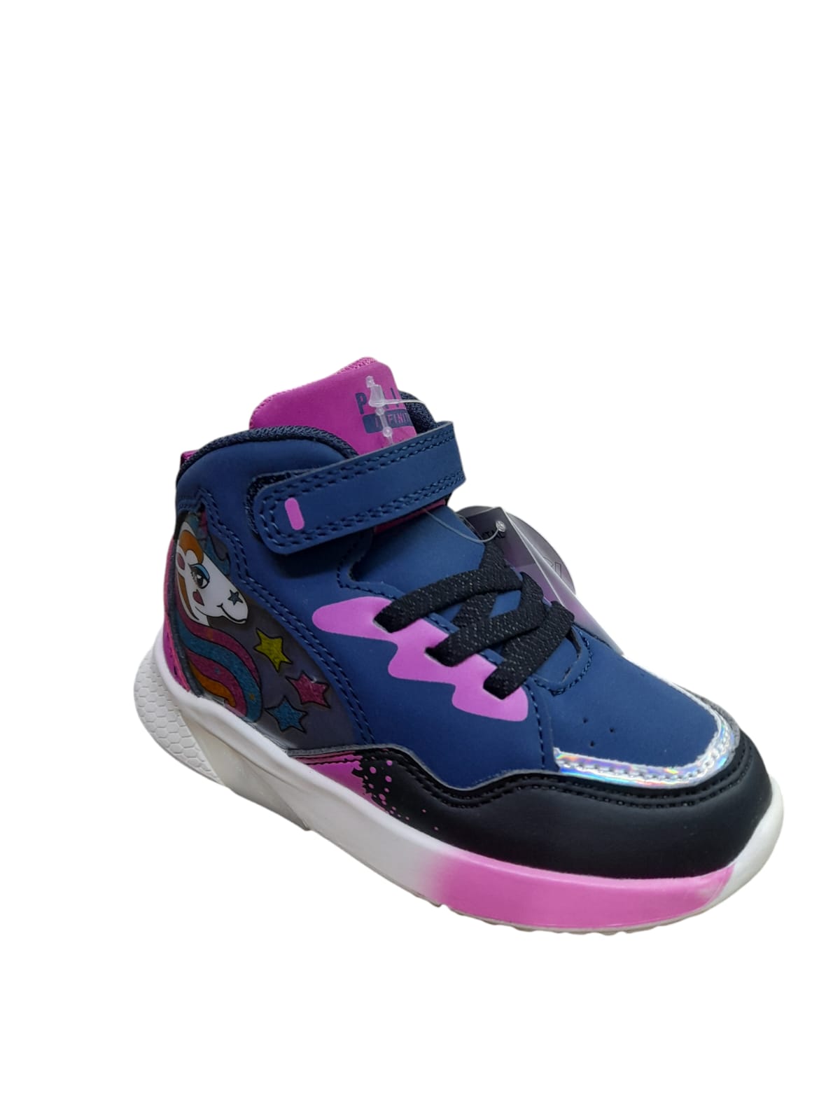 Scarpa PRIMIGI SPORT LIGHTS ginnastica bambina a luci led bambino pelle blu rialzato