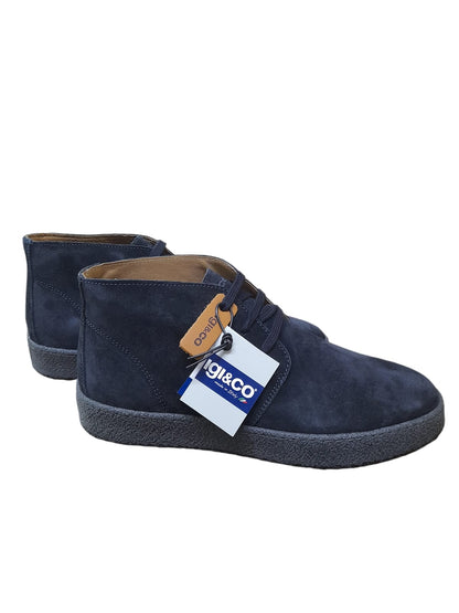 Polacchine IGI&CO scarpa da uomo casual MADE IN ITALY in camoscio special blu notte