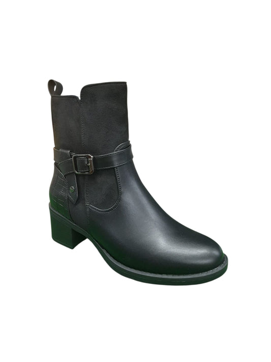 Tronchetto AMARPIES stivaletto linea confort donna in pelle e camoscio nero