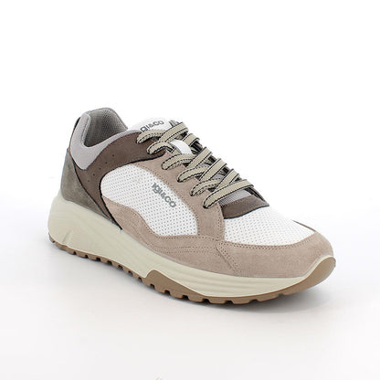 Sneakers IGI&CO scarpa sportiva uomo MADE IN ITALY in camoscio beige e pelle bianco