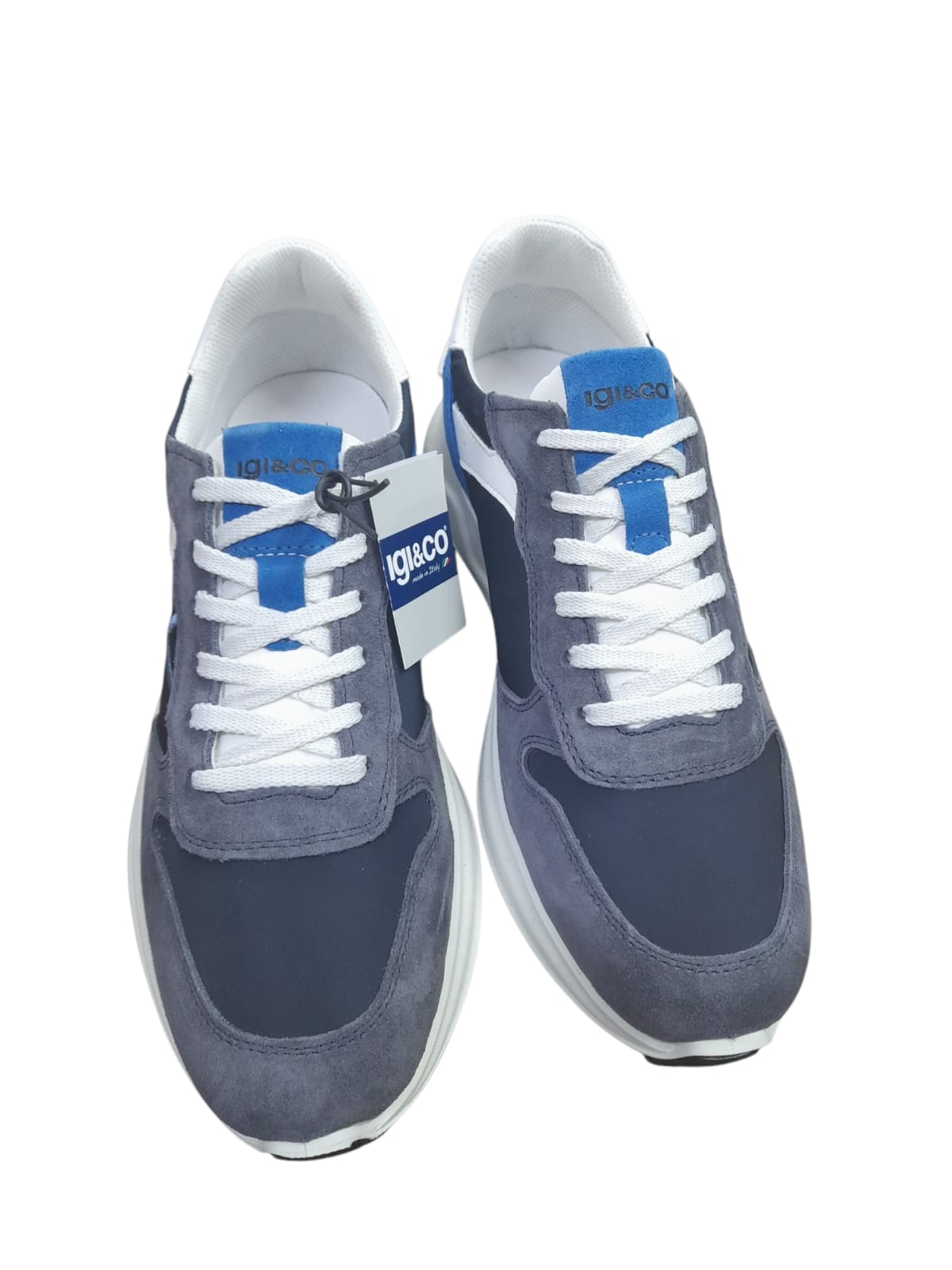 Sneakers IGI&CO scarpa sportiva uomo MADE IN ITALY in camoscio blu e tela jeans blu