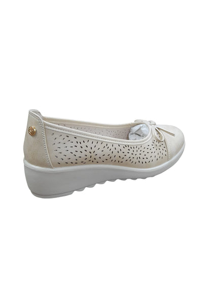 Mocassino AMARPIES scarpa linea confort donna in pelle bucata platino/gold chiaro