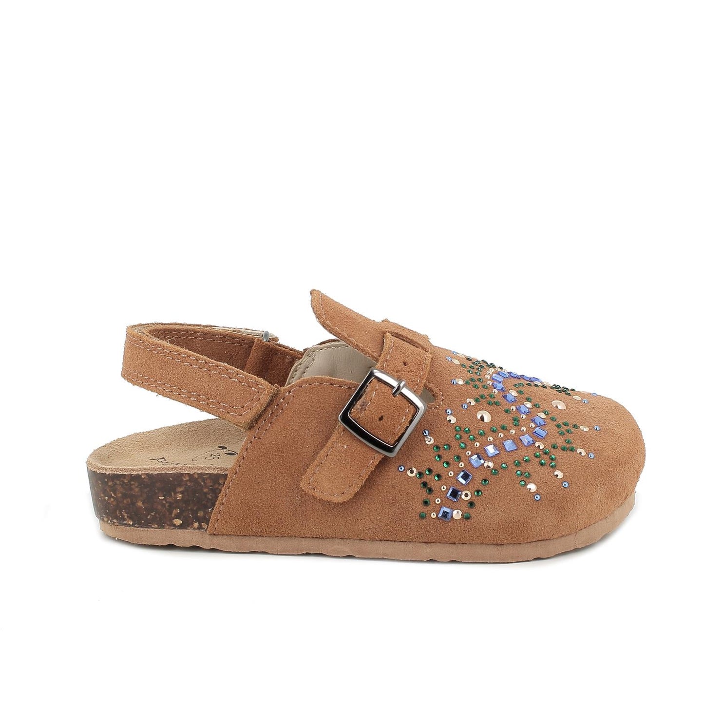 Sabot PRIMIGI scarpa/sandalo da bambina in camoscio suede cuoio