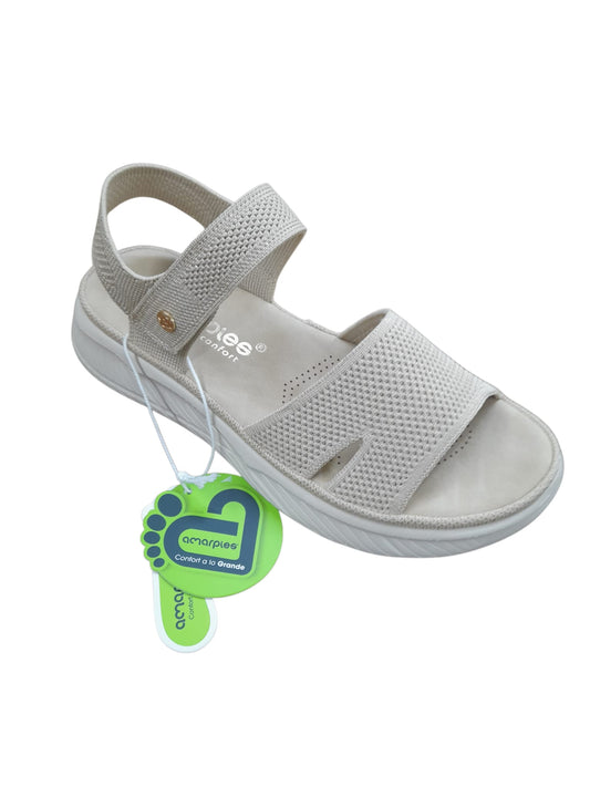 Sandalo AMARPIES scarpa donna in tessuto Flyknit elasticizzato linea confort beige