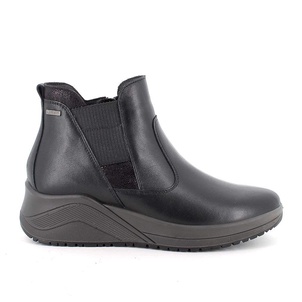 Tronchetto IGI&CO scarpotto/stivaletto donna MADE IN ITALY pelle/nappa neraGORE-TEX