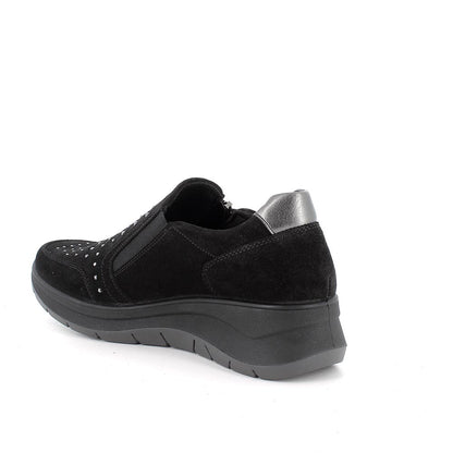 Sneakers IGI&CO scarpa sportiva da donna MADE IN ITALY in camoscio nero e brillantini