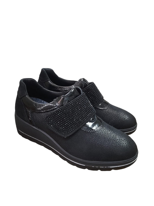 Sneaker ENVAL SOFT scarpa donna Linea confort MADE IN ITALY camoscio elastico nero