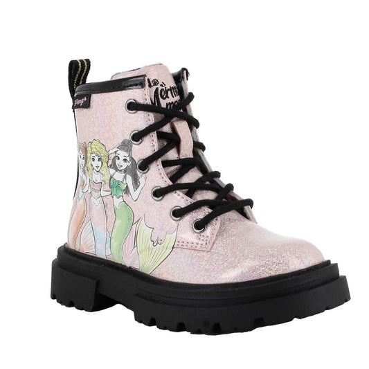 Anfibio PRIMIGI MERMAID MAGIC stivaletto da bambina lacci e cerniera in vernice rosa