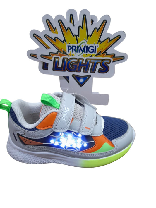 Sneakers PRIMIGI SPORT LIGHTS scarpa ginnastica da bambino in pelle grigio e tessuto