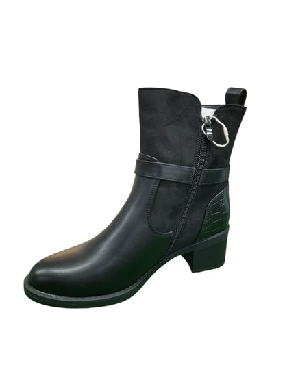 Tronchetto AMARPIES stivaletto linea confort donna in pelle e camoscio nero