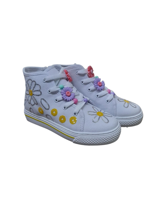 Scarpa PRIMIGI SPORT scarpa ginnastica bambina a colletto rialzato tela canvas bianco