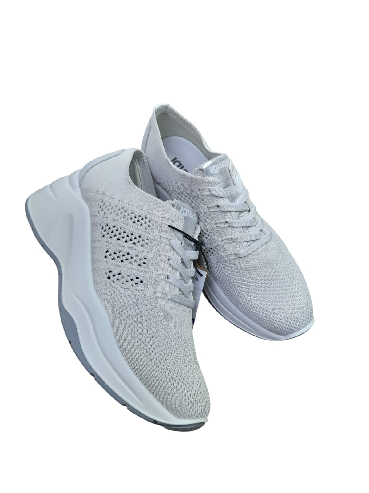 Sneakers IGI&CO scarpa  donna MADE IN ITALY in tessuto flyknit elasticizzato bianco