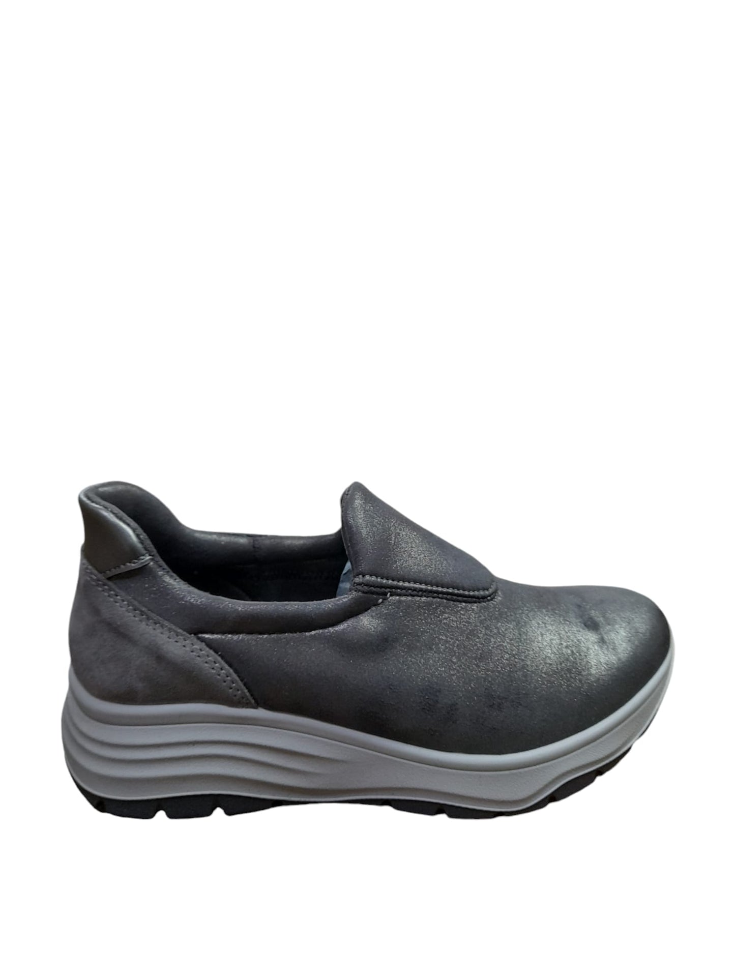 Mocassino ENVAL SOFT scarpa donna MADE IN ITALY in tessuto TEKFIT grigio laminato