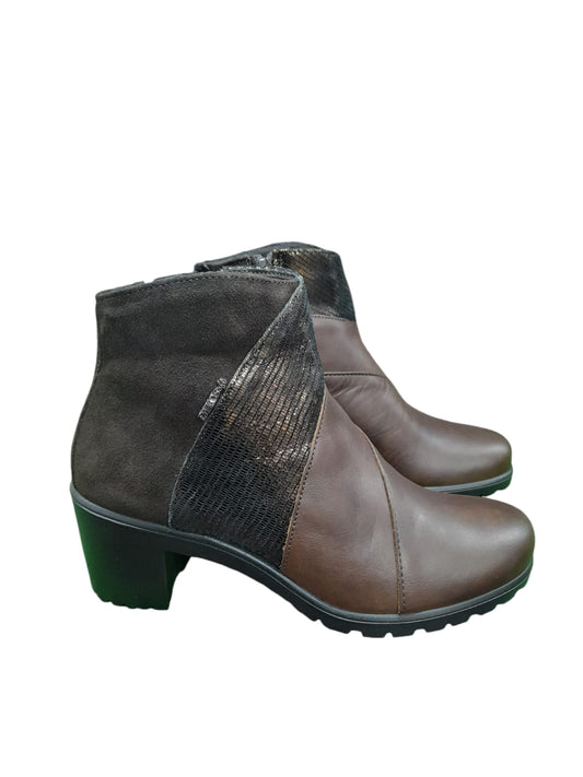 Tronchetto ENVAL SOFT stivale donna MADE IN ITALY in pelle/vitello marrone
