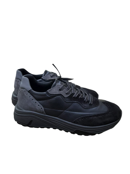 Sneaker IGI&CO scarpa uomo MADE IN ITALY pelle di vitello rag nero con MEMORY FOAM