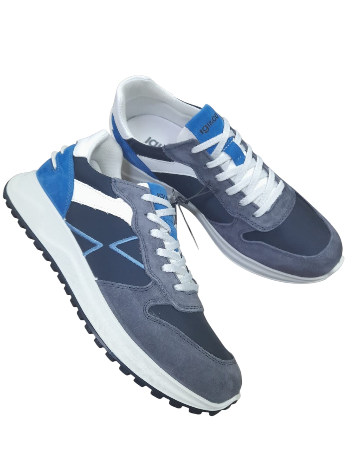 Sneakers IGI&CO scarpa sportiva uomo MADE IN ITALY in camoscio blu e tela jeans blu