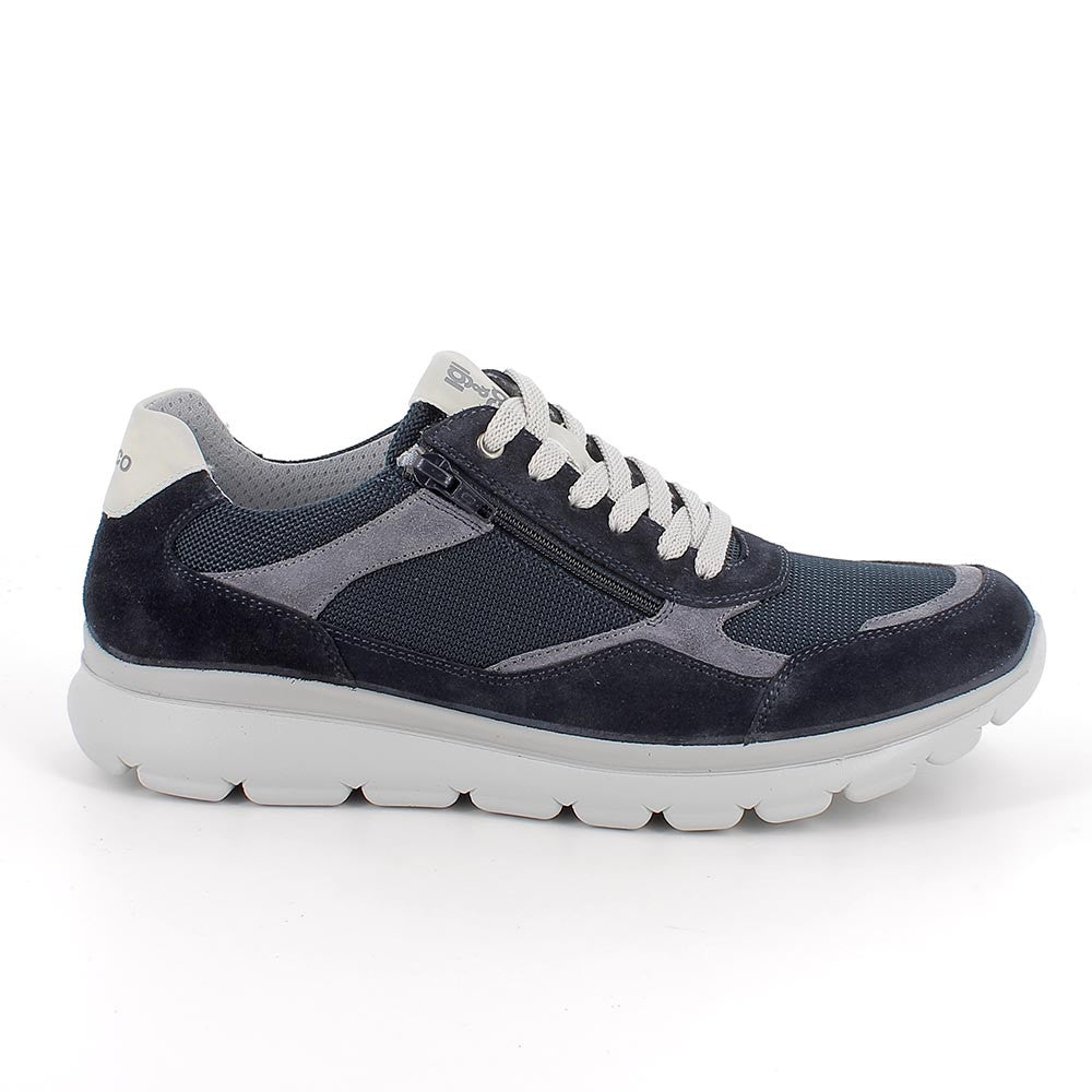 Sneakers IGI&CO scarpa sportiva uomo MADE IN ITALY camoscio special e rete blu notte