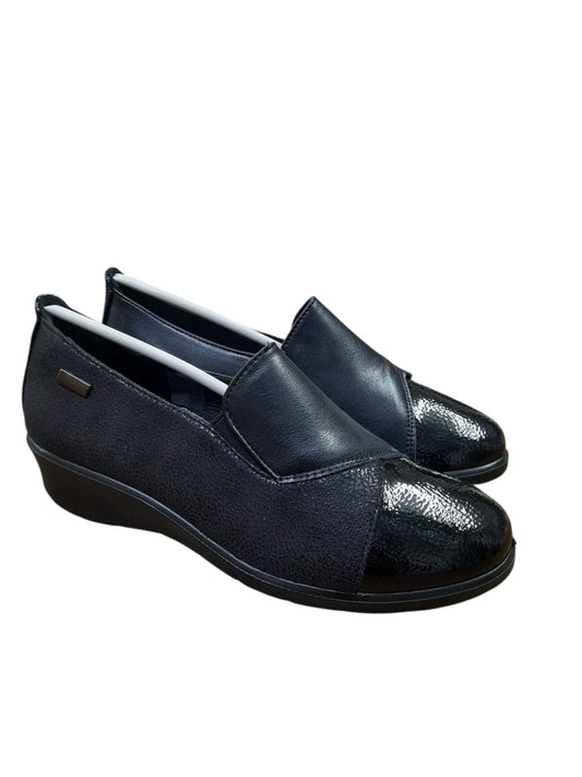 Mocassino CINZIA SOFT scarpa linea confort donna in nabuk e vernice nero