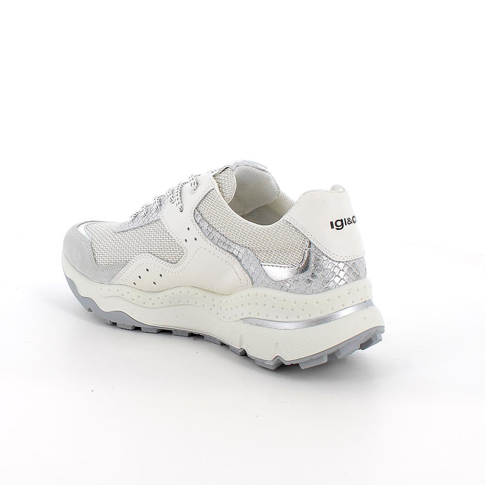 Sneakers IGI&CO scarpa donna MADE IN ITALY in camoscio e rete perla e bianco
