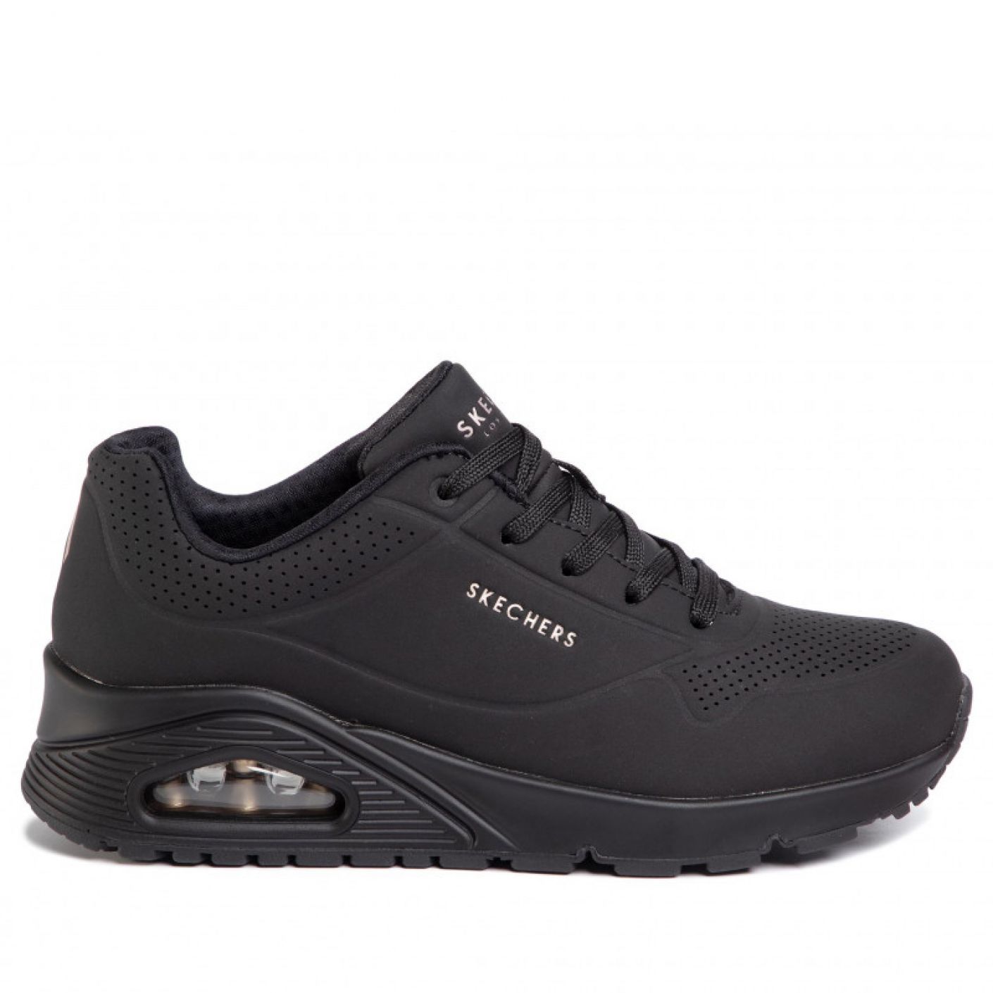 Sneakers SKECHERS UNO STAND On Air scarpa ginnastica da donna in pelle nera