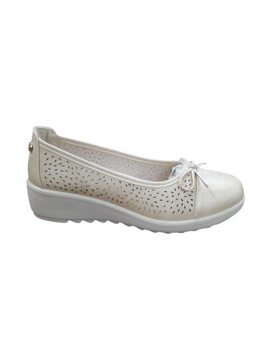 Mocassino AMARPIES scarpa linea confort donna in pelle bucata platino/gold chiaro