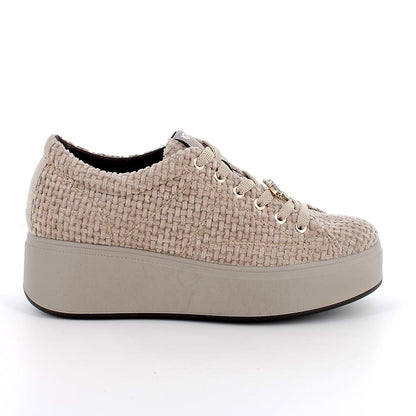 Sneakers IGI&CO PLATFORM scarpa sportiva donna a zeppa MADE IN ITALY in velluto beige