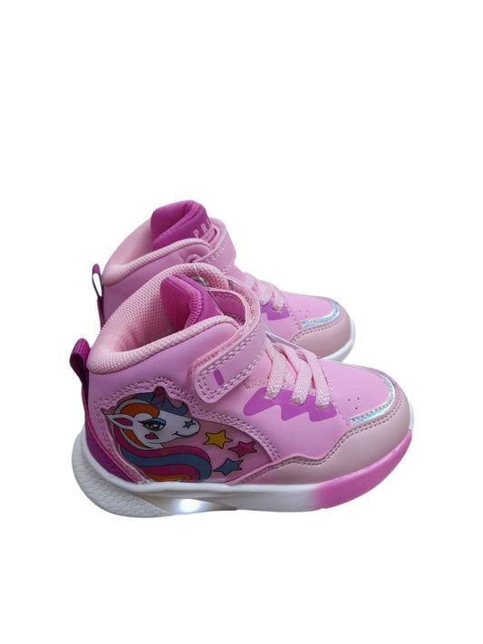 Scarpa PRIMIGI SPORT LIGHTS ginnastica bambina a luci led bambino pelle rosa rialzato