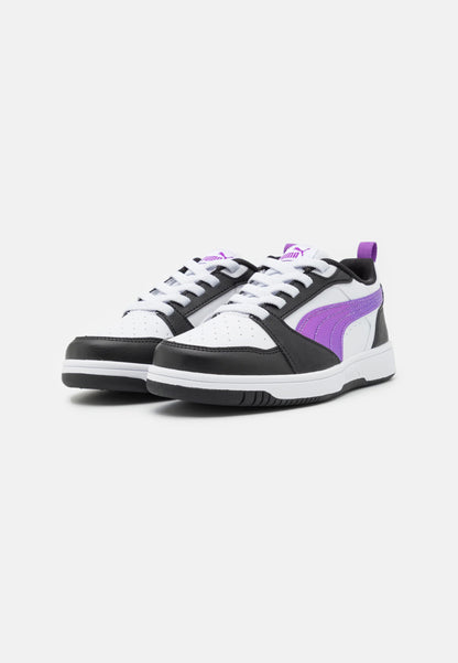 Puma Rebound V6 Lo BOUNCY SKY AC + PS scarpa da bambina in pelle nera e bianca