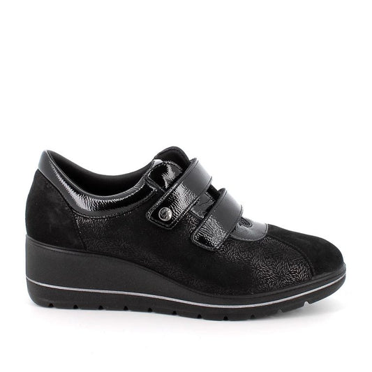 Linea confort ENVAL SOFT scarpa donna MADE IN ITALY in tessuto tekfit e camoscio nero