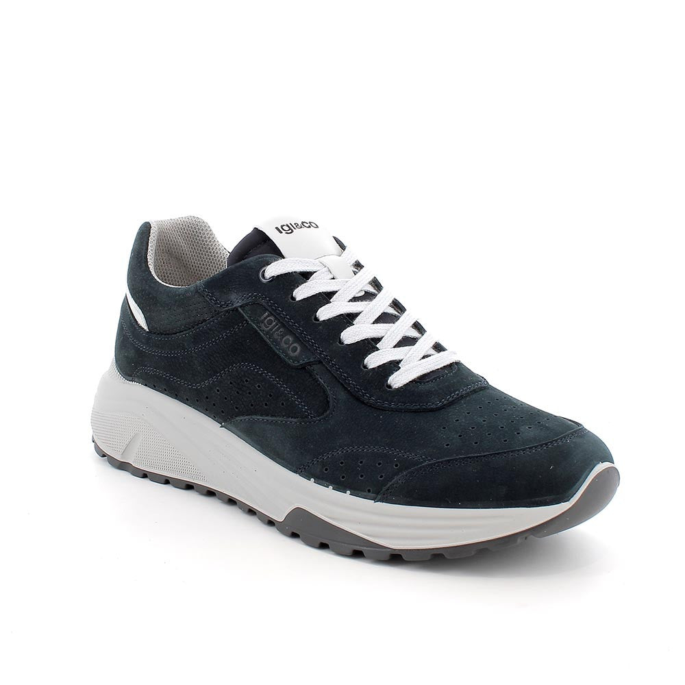 Sneakers IGI&CO scarpa da uomo MADE IN ITALY in nabuk gum blu