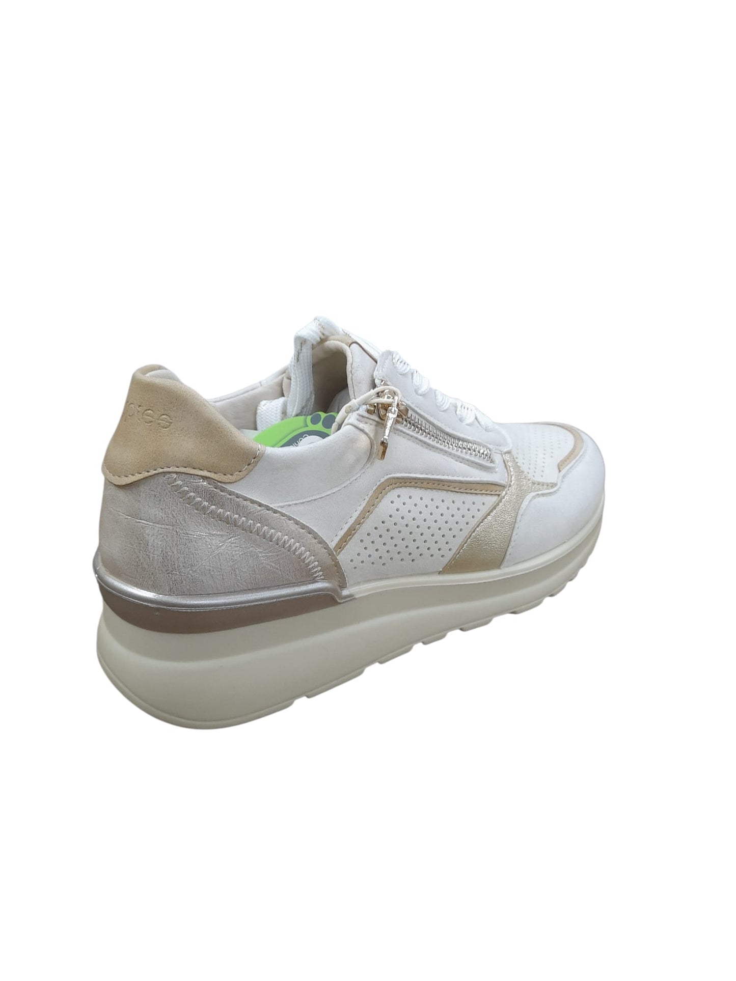 Sneakers AMARPIES scarpa da donna casual in nabuk bianco latte e laminato