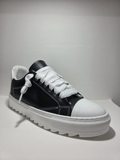 Sneakers uomo Top punta pelle nera MVshoes calzature MADE IN ITALY