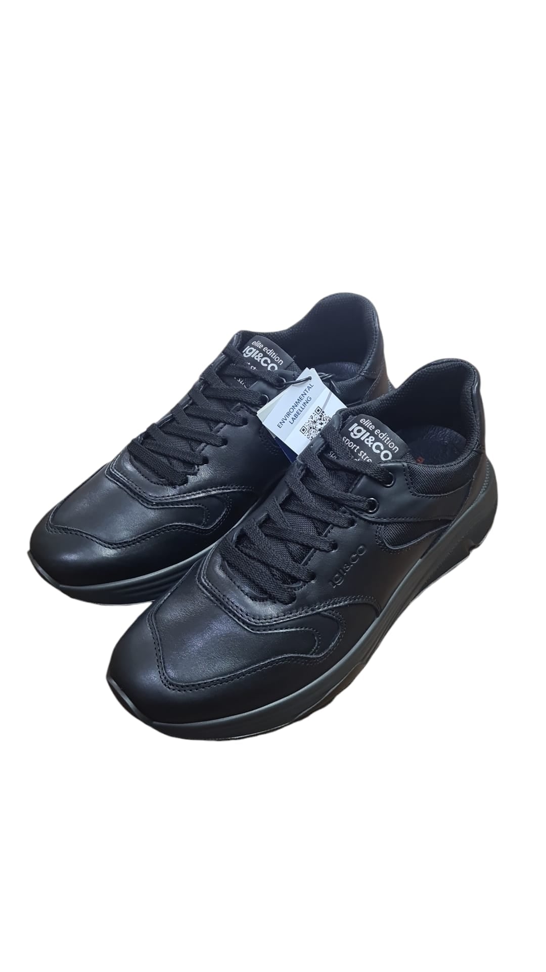 Sneaker IGI&CO scarpa uomo MADE IN ITALY pelle di nappa soft nero con MEMORY FOAM
