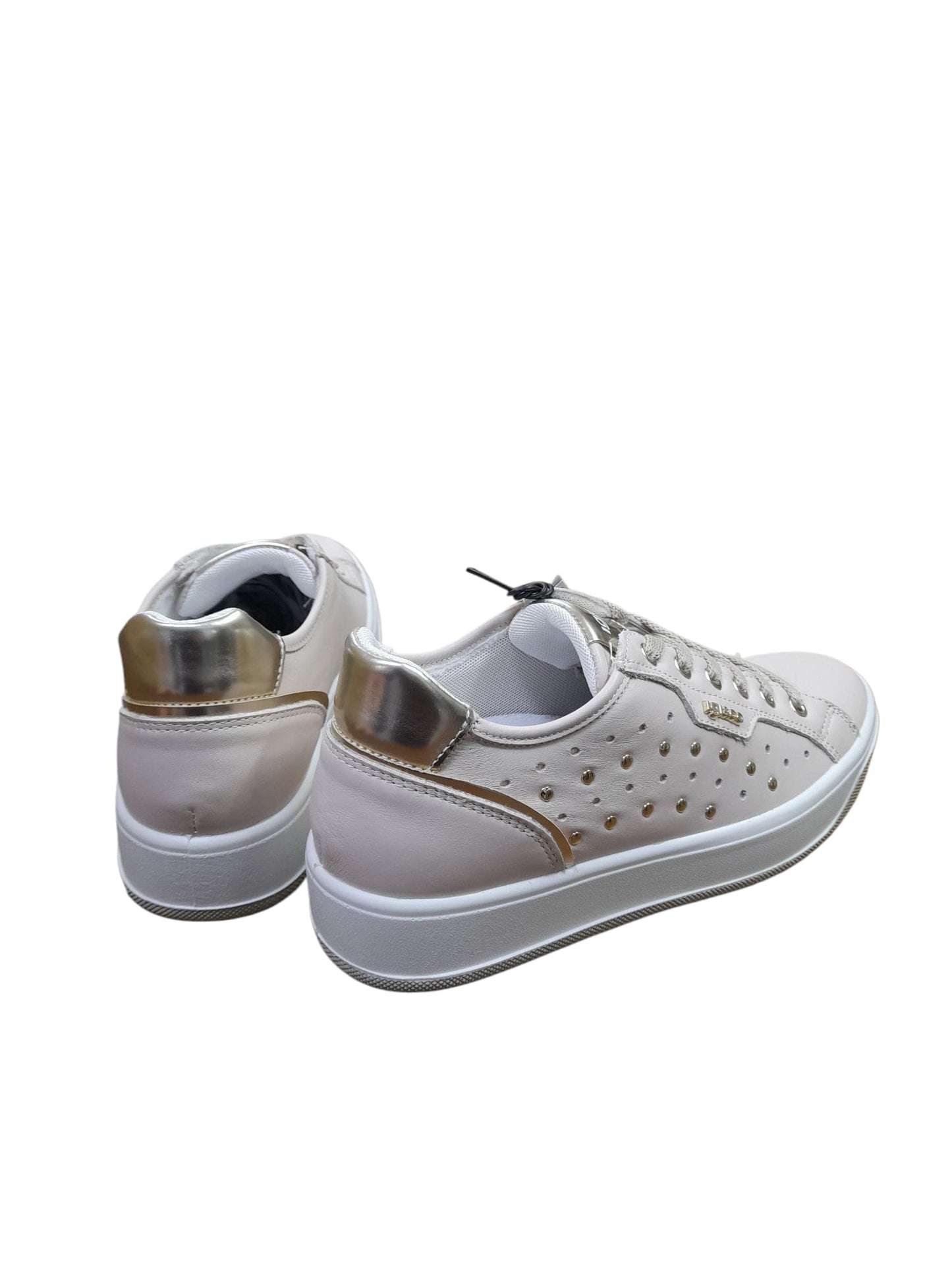 Sneakers IGI&CO scarpa sportiva donna MADE IN ITALY pelle/nappa soft beige borchiata