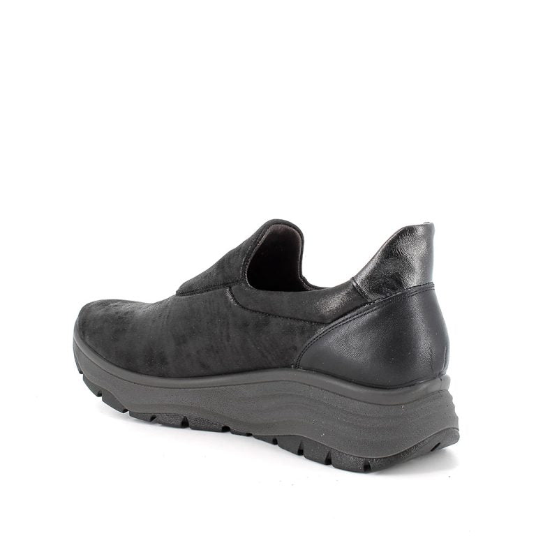 Mocassino ENVAL SOFT scarpa donna MADE IN ITALY in tessuto TEKFIT nero laminato