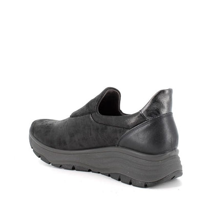 Mocassino ENVAL SOFT scarpa donna MADE IN ITALY in tessuto TEKFIT nero laminato