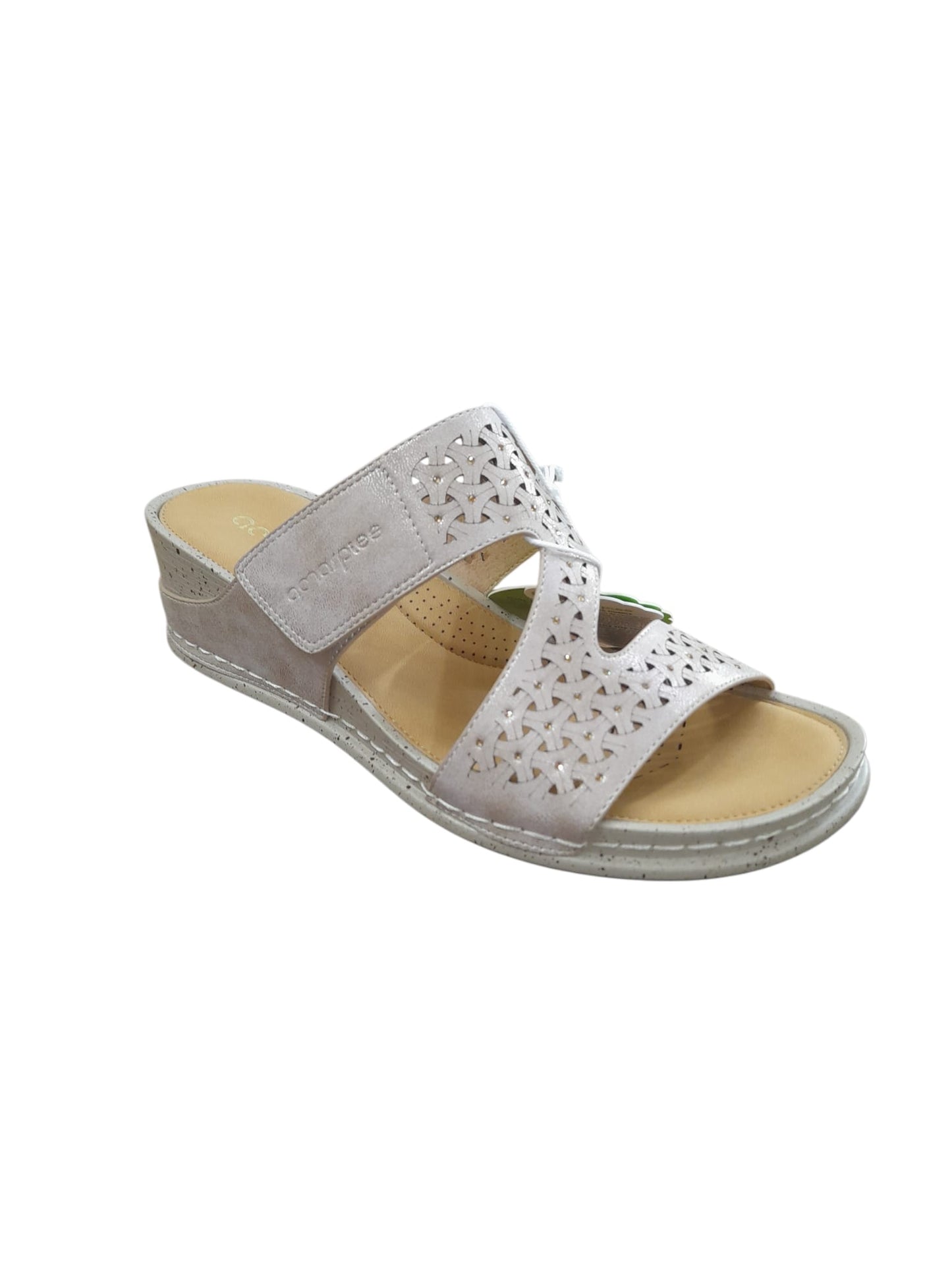 Scalzato AMARPIES scarpa/sandalo donna in pelle laminato platino golden