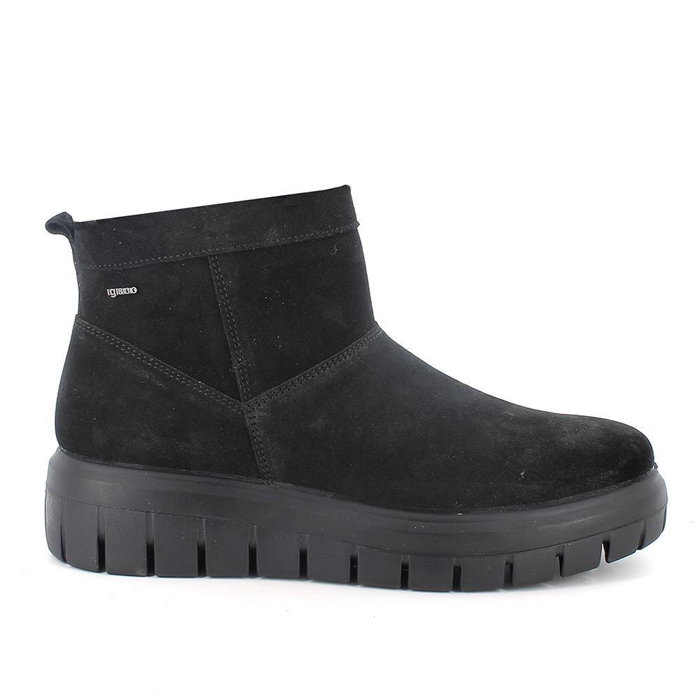 Tronchetto IGI&CO stivaletto donna MADE IN ITALY in camoscio super nero