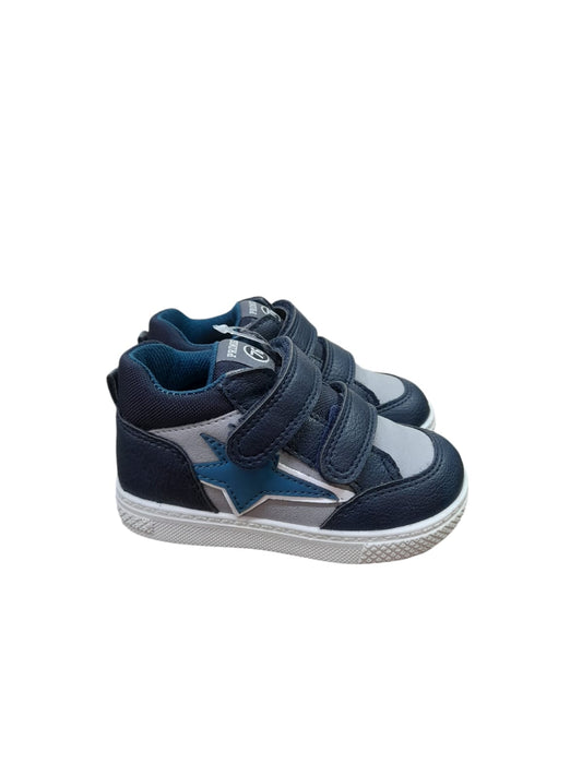 Sneaker PRIMIGI scarpa bambino Primi Passi in pelle bottolato blu e grigio