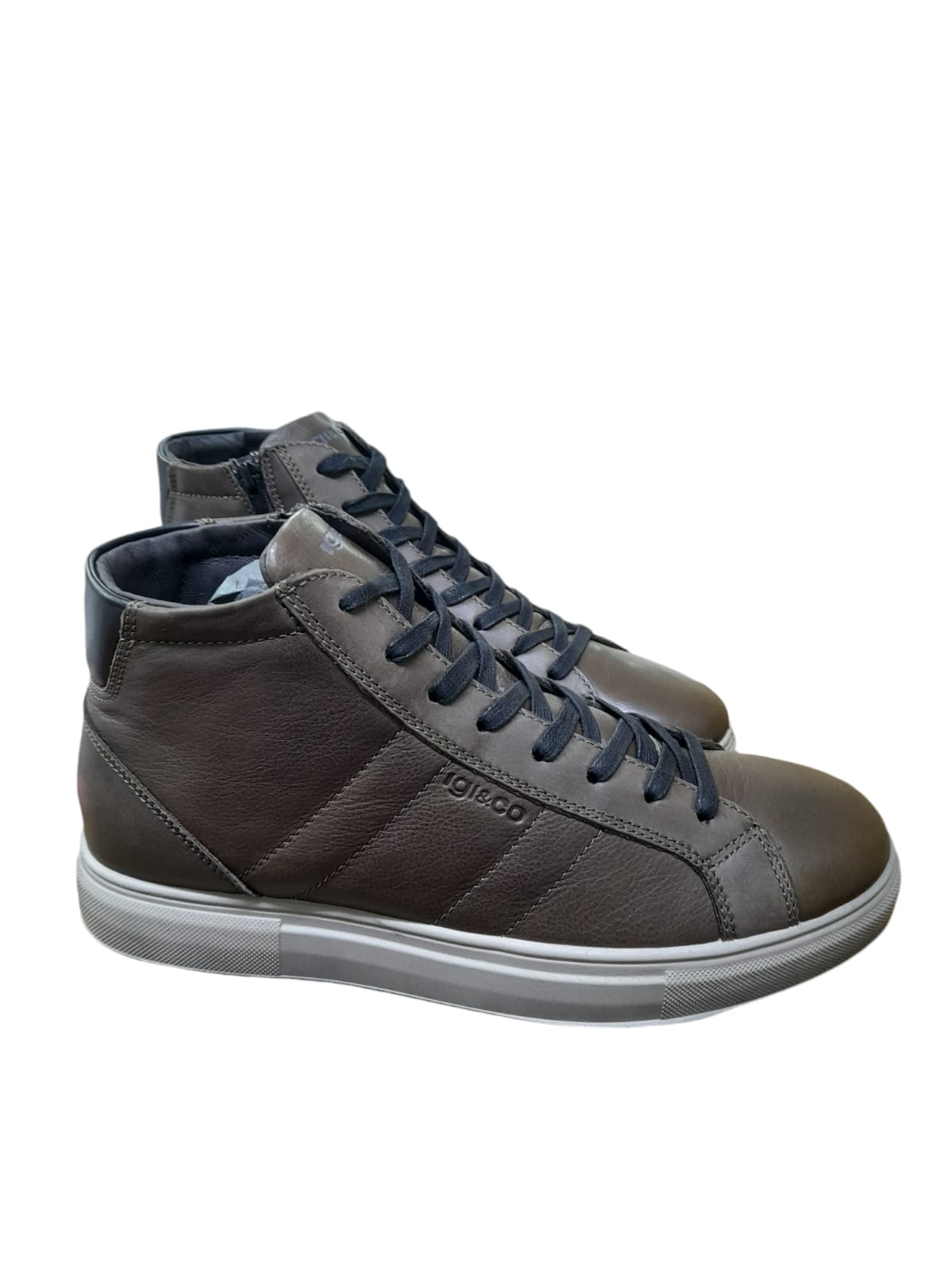 Sneaker IGI&CO scarpa uomo MADE IN ITALY pelle/vitello caffè a colletto alto