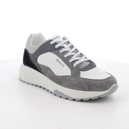 Sneakers IGI&CO scarpa sportiva uomo MADE IN ITALY in camoscio grigio e pelle bianco