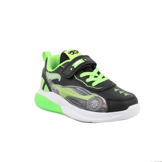 Sneakers PRIMIGI HOT WHEELS MATTEL scarpa ginnastica pelle nero e verde fluo con luci